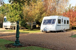 Autumn pitch at Bath Chew Valley Caravan Park