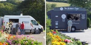 Takeaway vans at Trethem Mill Touring Park, Cornwall